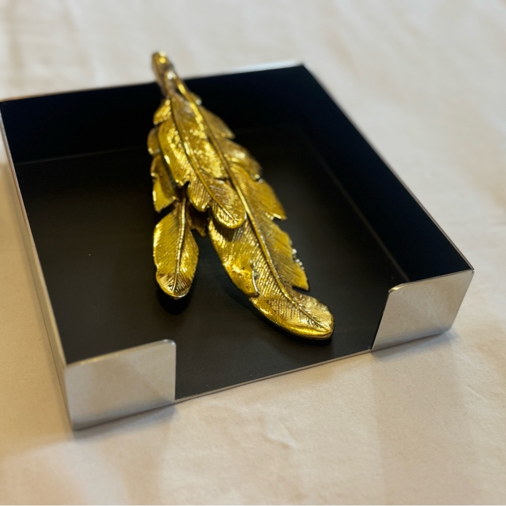 Gold Feather Micheal Aram Napkin holder